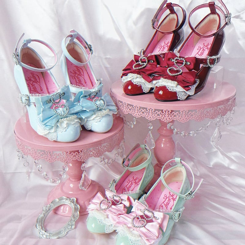 恋色誓約 ハートカットヒール ウェッジパンプス サックス | tulle