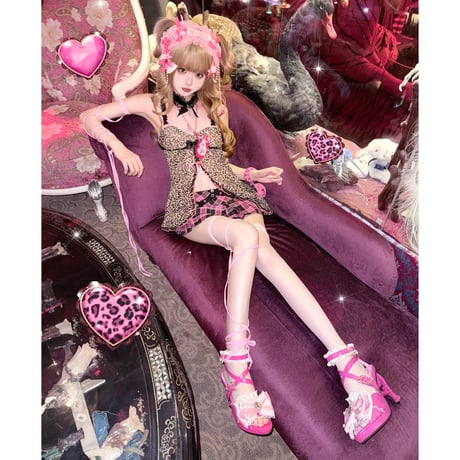 平成雪姫 ハートヒールサンダル　ローズピンク