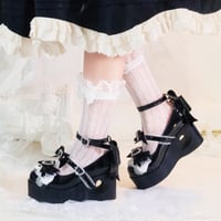 恋色誓約  ハートカットヒール　厚底パンプス　ブラック