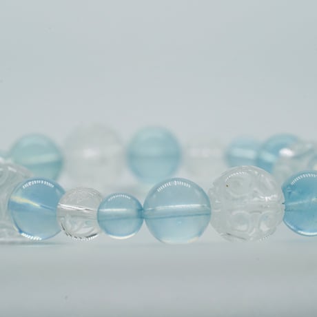 【16cm〜】アクアマリンとマニ車水晶 ブレスレット