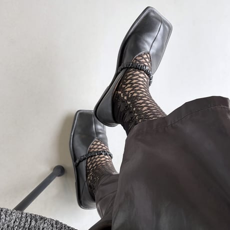 see-through lace up <charcoal black> L-M72