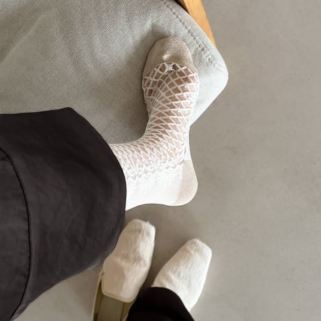 see-through lace up <off white> L-M72