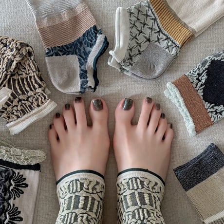 arabesque ankle cover socks (long) <green> L-L17