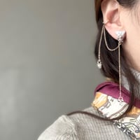 NiNA LULU  ドレープチェーンピアス　ピンクベージュ