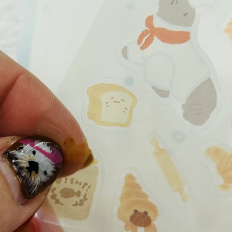 【うみなか文具店】透明シールシート（ヒレアシベーカリー）
