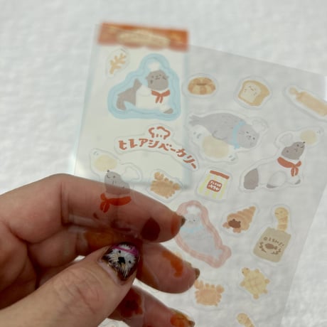 【うみなか文具店】透明シールシート（ヒレアシベーカリー）