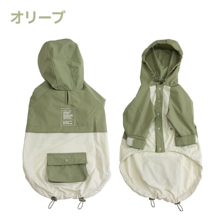 ミルアウトドアウインドブレーカー｜犬服 撥水 薄手 アウター フード リードホール アウトドア