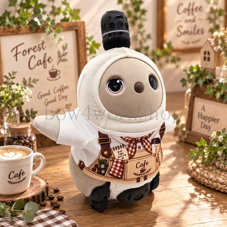 ラボット服/☕ 森のカフェ エプロン風プリントTシャツ 🌿