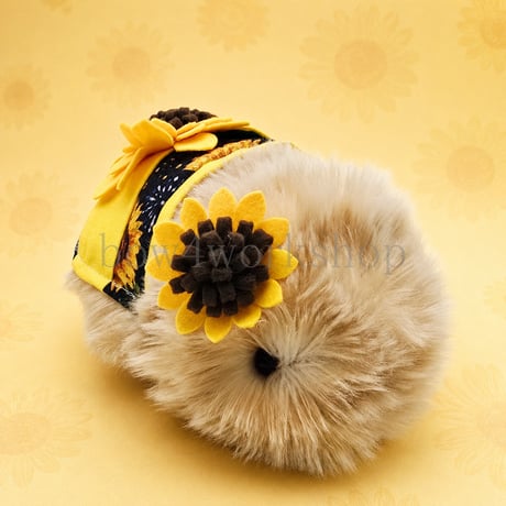 Moflin（モフリン）の服ハンドメイド　ひまわり柄浴衣セット