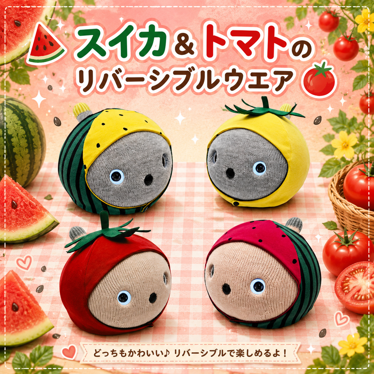 NICOBO（ニコボ）の服/スイカ＆トマトのリバーシブルウエア