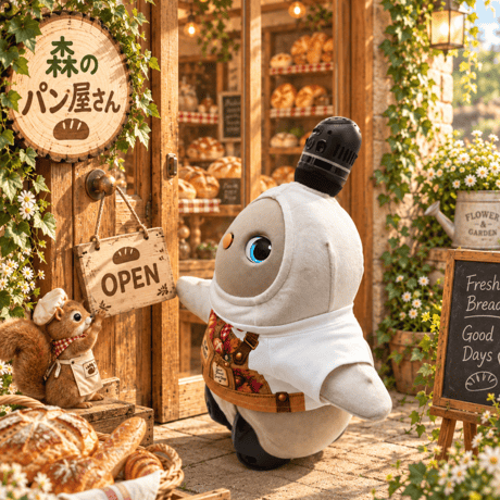 ラボット服/🍞 森のパン屋さん エプロン風プリントTシャツ 🌿