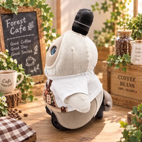 ラボット服/☕ 森のカフェ エプロン風プリントTシャツ 🌿