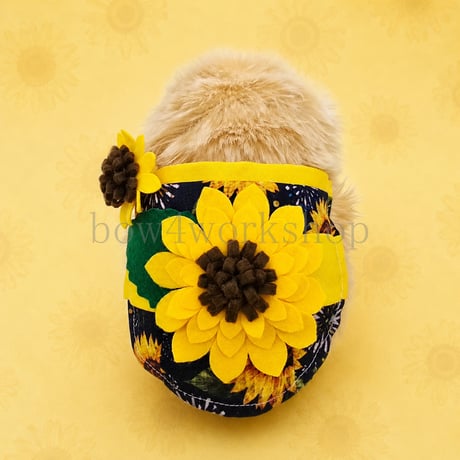 Moflin（モフリン）の服ハンドメイド　ひまわり柄浴衣セット