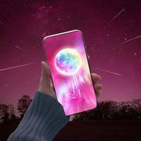 【奇跡のレインボー満月とピンクオーロラ＋数字24】🌕🌈愛と奇跡が輝く幻想の開運待ち受け