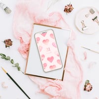 【ピンク水彩ハート＋数字31】恋愛運アップに導く💘やさしい彩りの癒し待ち受け画像🌸スマホ壁紙で恋の願いを叶える✨
