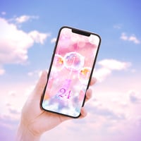 【幸運を呼ぶ桃色の風鈴きらら＋数字24】🎐幻想的な夏の光✨愛情運と癒しを届けるピンクの開運待ち受け