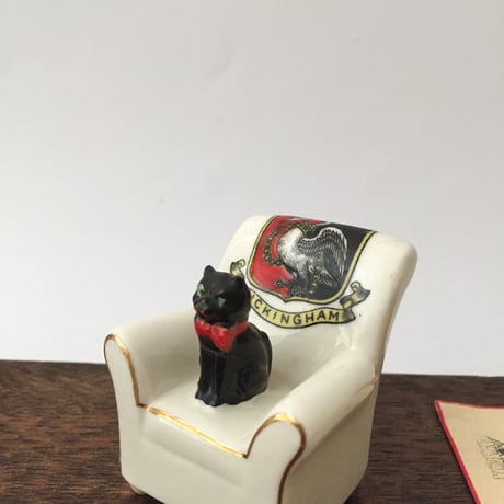 blackcat&sofa pottery / アンティーク黒猫とソファの置きもの