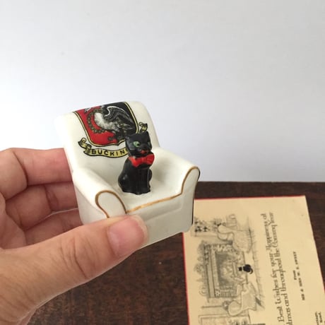 blackcat&sofa pottery / アンティーク黒猫とソファの置きもの