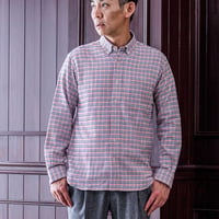 【綿100%】虹かすり ミニチェック ボタンダウンメンズシャツ