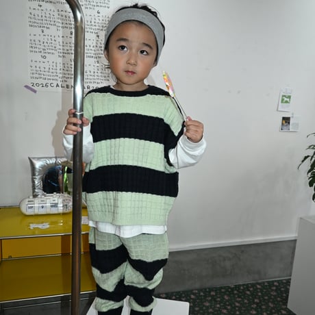 wide stripes knit vest / 2col
