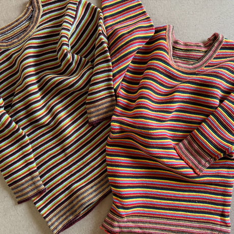 multi border knit pullover / 2col