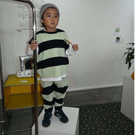 wide stripes knit pants / 2col