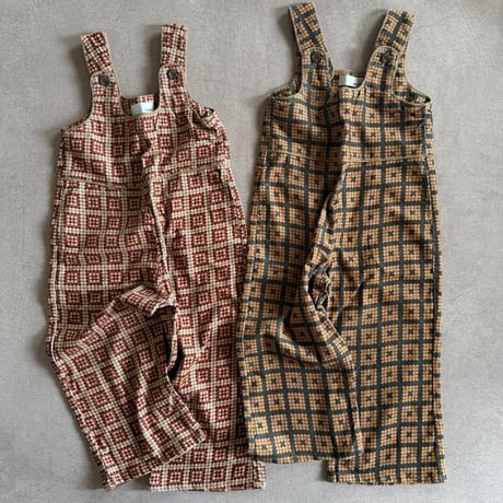 retro pattern corduroy salopette / 2col