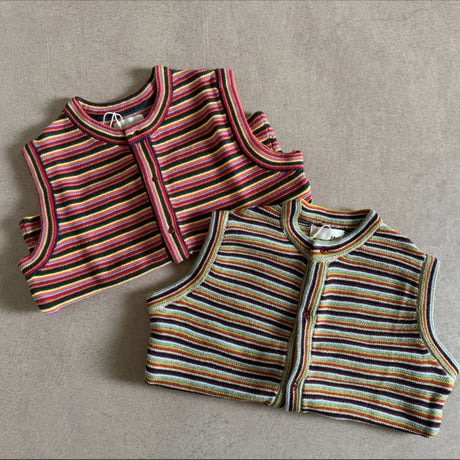 multi border knit vest / 2col