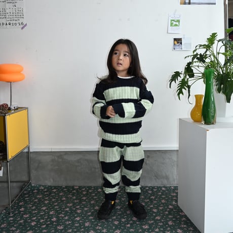 wide stripes knit pullover / 2col