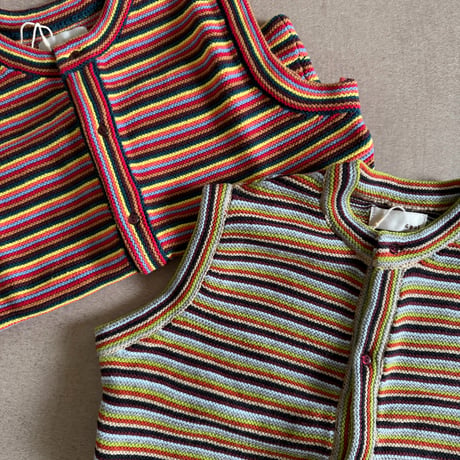 multi border knit vest / 2col