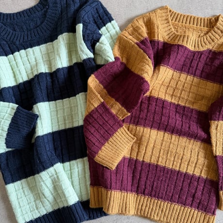 wide stripes knit pullover / 2col