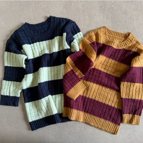 wide stripes knit pullover / 2col