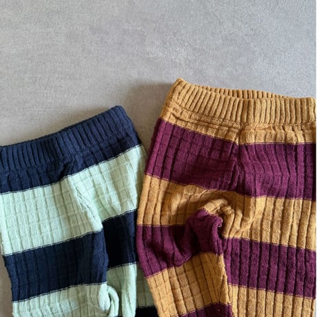 wide stripes knit pants / 2col