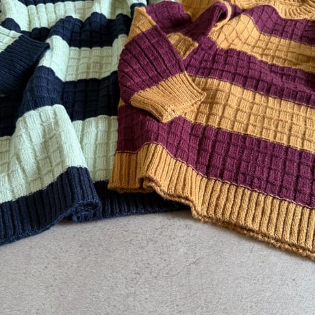 wide stripes knit pullover / 2col
