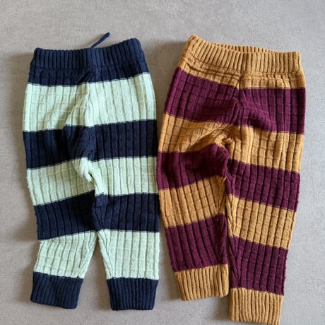 wide stripes knit pants / 2col