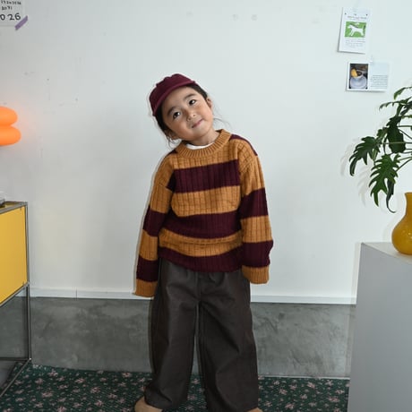 wide stripes knit pullover / 2col
