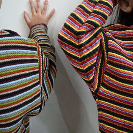 multi border knit pullover / 2col