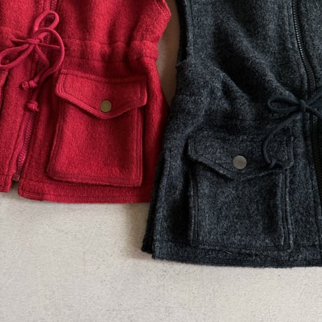 wool blend fleece vest / 2col