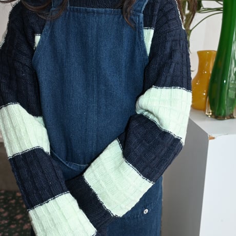 wide stripes knit pullover / 2col