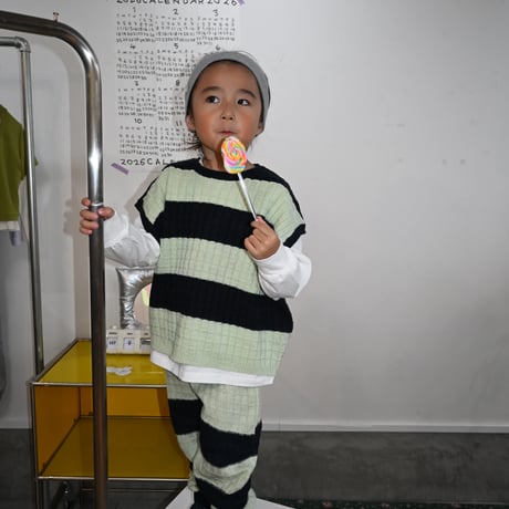 wide stripes knit vest / 2col