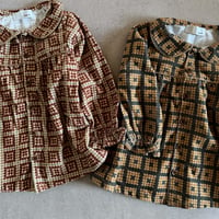 retro pattern corduroy blouse / 2col