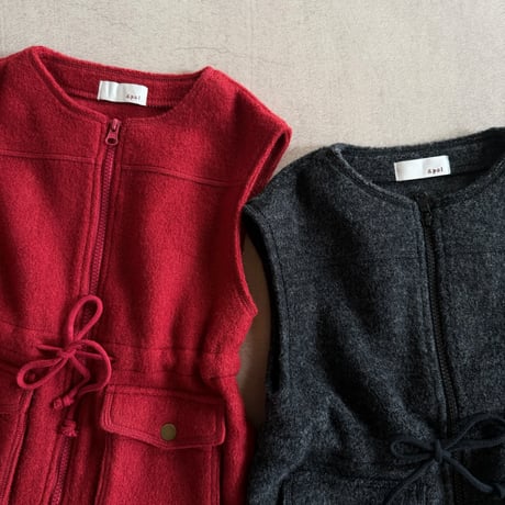 wool blend fleece vest / 2col