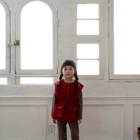 wool blend fleece vest / 2col