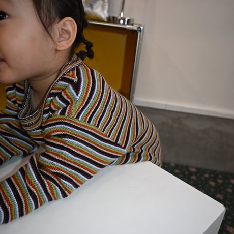 multi border knit pullover / 2col