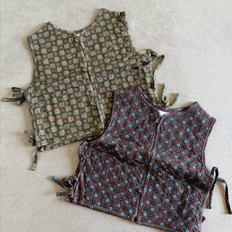 flower quilted vest / 2col
