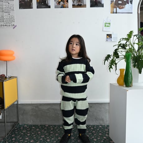 wide stripes knit pants / 2col