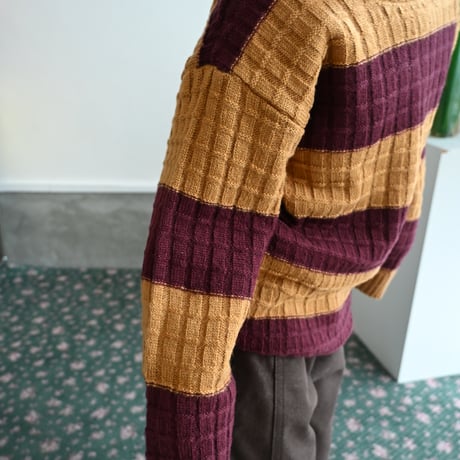 wide stripes knit pullover / 2col