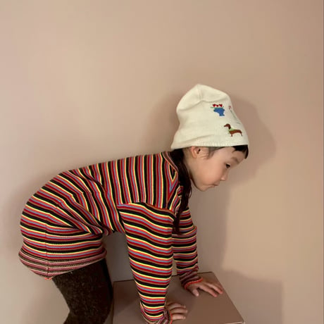 multi border knit pullover / 2col