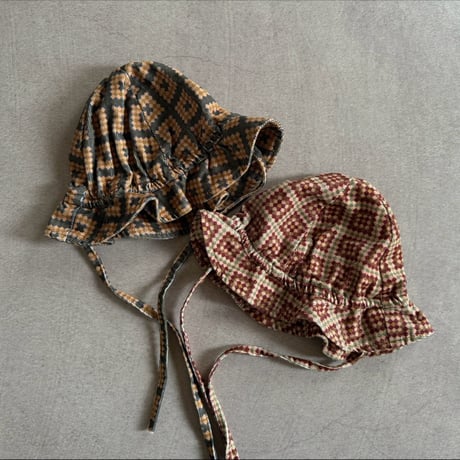 retro pattern corduroy hat / 2col