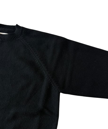 YOKO SAKAMOTO / RAGLAN CREW NECK KNIT wool×cashimere×silk -BLACK-